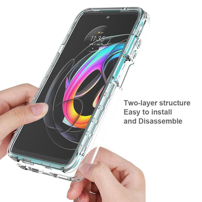 For Motorola Edge 20 Lite Shockproof Clear Gradient Color Detachable 2-in-1 Design TPU + PC Protective Phone Case