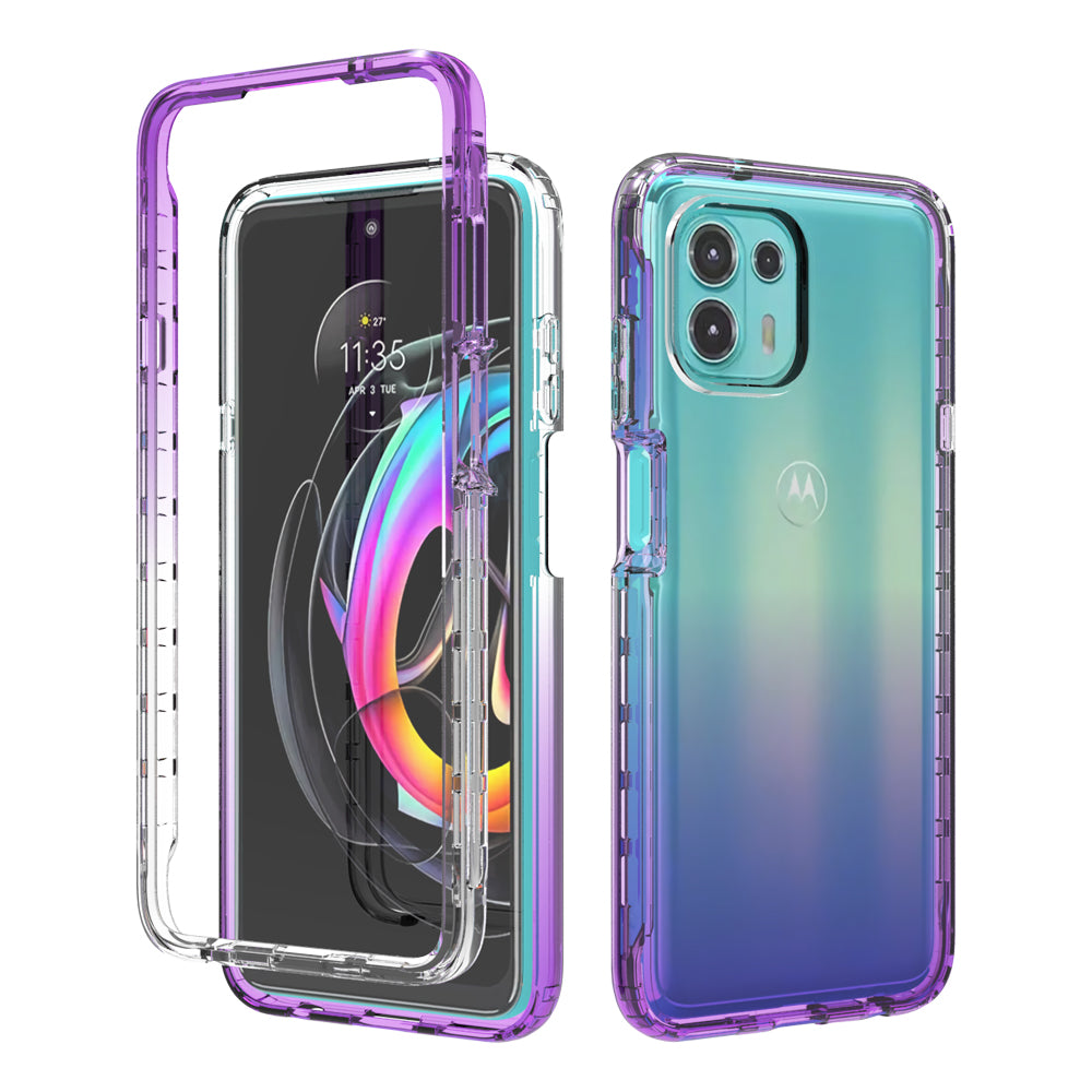 For Motorola Edge 20 Lite Shockproof Clear Gradient Color Detachable 2-in-1 Design TPU + PC Protective Phone Case