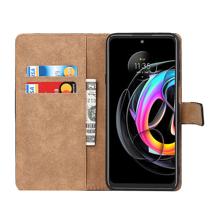 Shockproof Split Leather Wallet Stand Phone Protective Cover Case for Motorola Edge 20 Lite