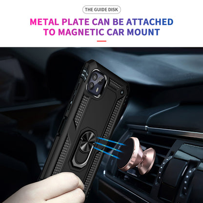 Anti-Drop Hard PC Soft TPU Shockproof Protective Case with Ring Kickstand Work with Magnetic Car Mount for Motorola Moto G50 5G