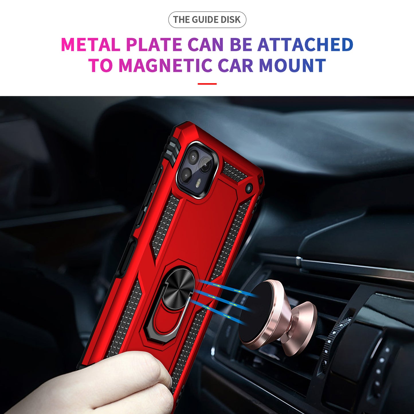 Anti-Drop Hard PC Soft TPU Shockproof Protective Case with Ring Kickstand Work with Magnetic Car Mount for Motorola Moto G50 5G