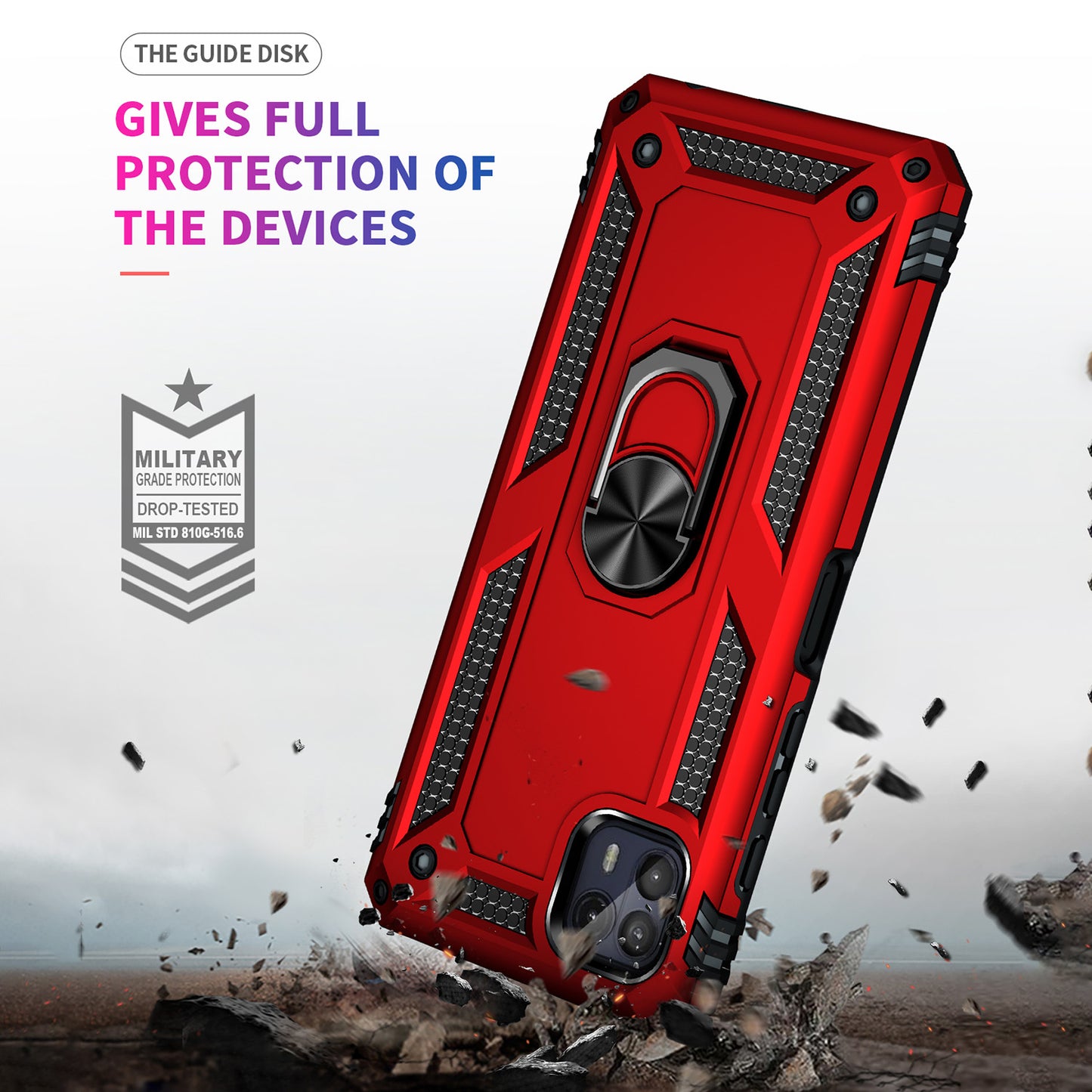 Anti-Drop Hard PC Soft TPU Shockproof Protective Case with Ring Kickstand Work with Magnetic Car Mount for Motorola Moto G50 5G