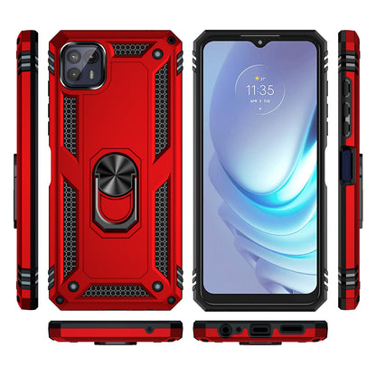 Anti-Drop Hard PC Soft TPU Shockproof Protective Case with Ring Kickstand Work with Magnetic Car Mount for Motorola Moto G50 5G