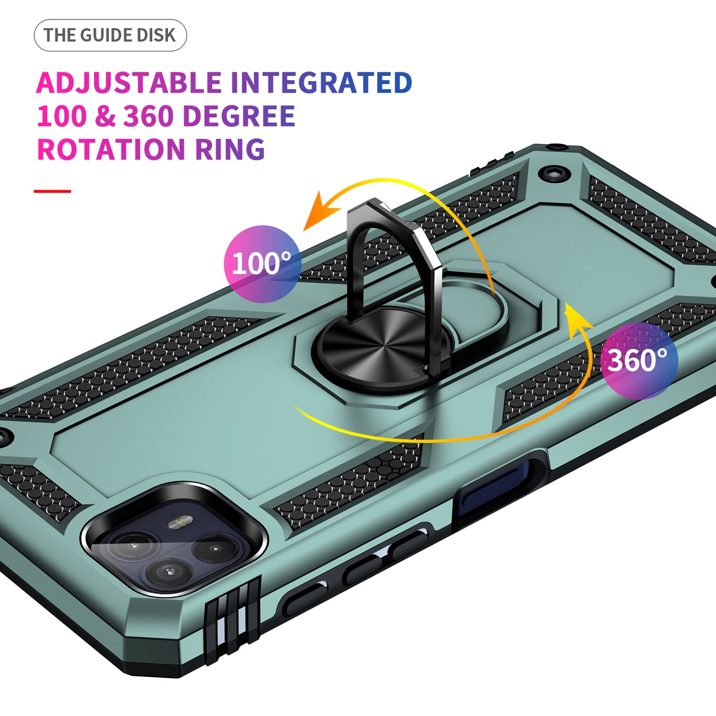 Anti-Drop Hard PC Soft TPU Shockproof Protective Case with Ring Kickstand Work with Magnetic Car Mount for Motorola Moto G50 5G