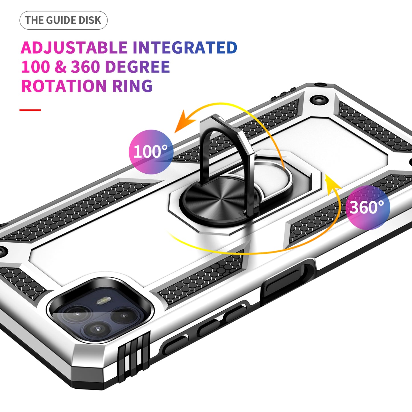 Anti-Drop Hard PC Soft TPU Shockproof Protective Case with Ring Kickstand Work with Magnetic Car Mount for Motorola Moto G50 5G