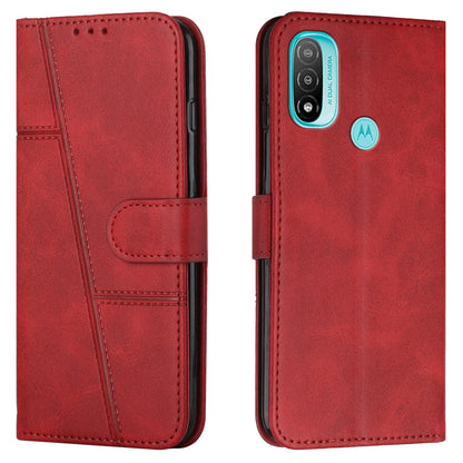 PU Leather Stand Shock Absorption Phone Case Wallet Protective Cover with Hand Strap for Motorola Moto E20/E30/E40