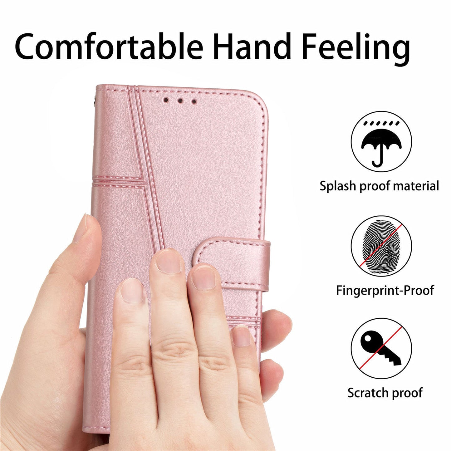 PU Leather Stand Shock Absorption Phone Case Wallet Protective Cover with Hand Strap for Motorola Moto E20/E30/E40