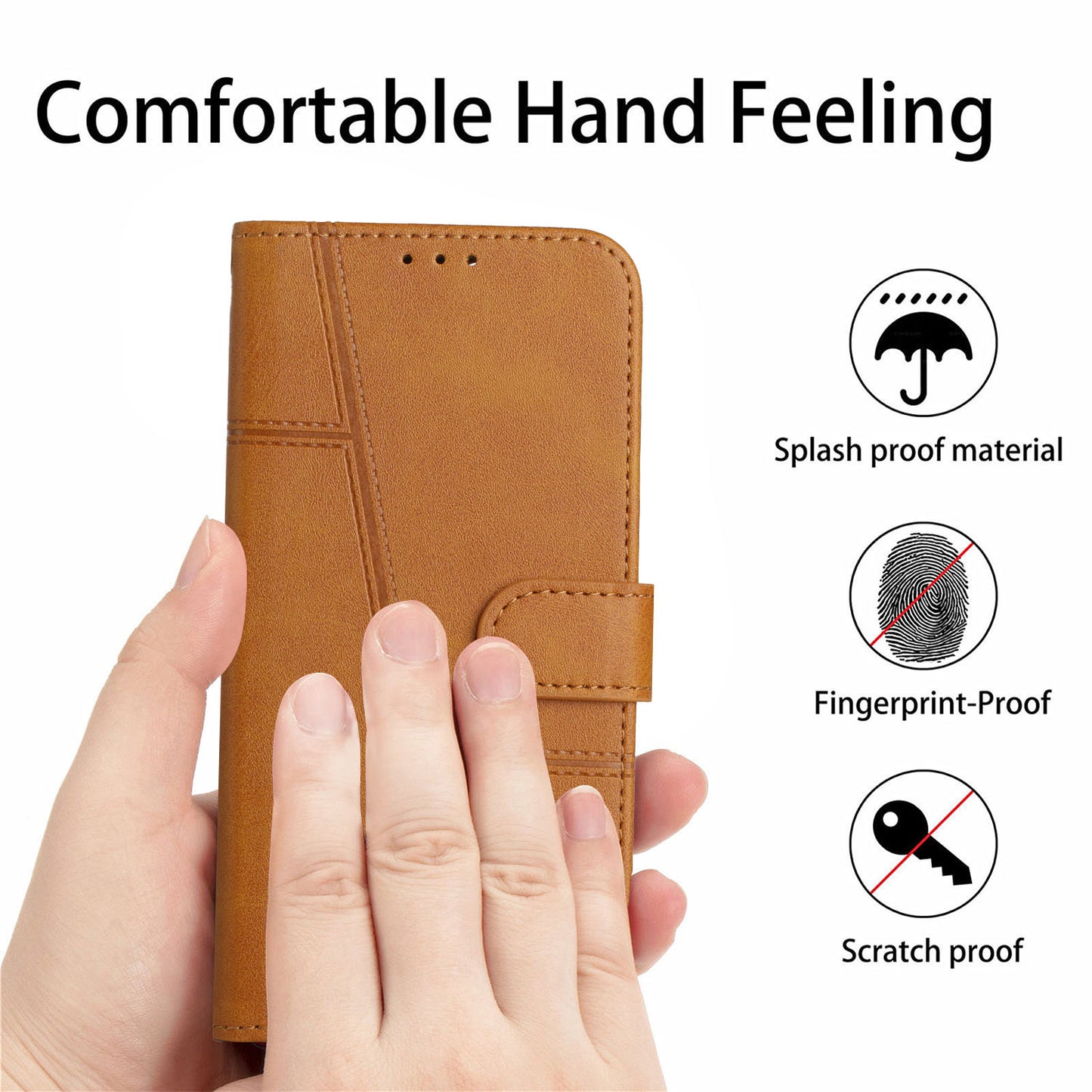 PU Leather Stand Shock Absorption Phone Case Wallet Protective Cover with Hand Strap for Motorola Moto E20/E30/E40