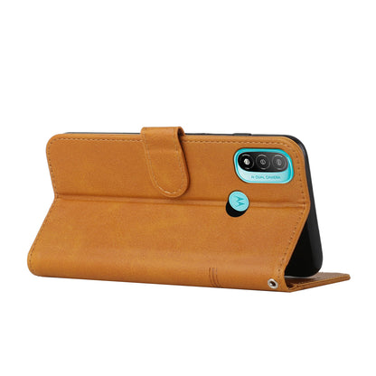 PU Leather Stand Shock Absorption Phone Case Wallet Protective Cover with Hand Strap for Motorola Moto E20/E30/E40