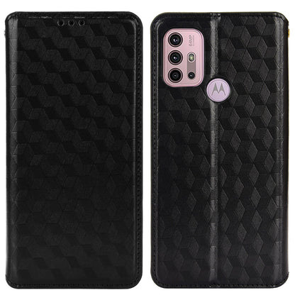 Imprinting 3D Rhombus Pattern Magnetic Auto-absorbed Leather Stand Wallet Phone Case for Motorola Moto G10/G20/G30/G10 Power