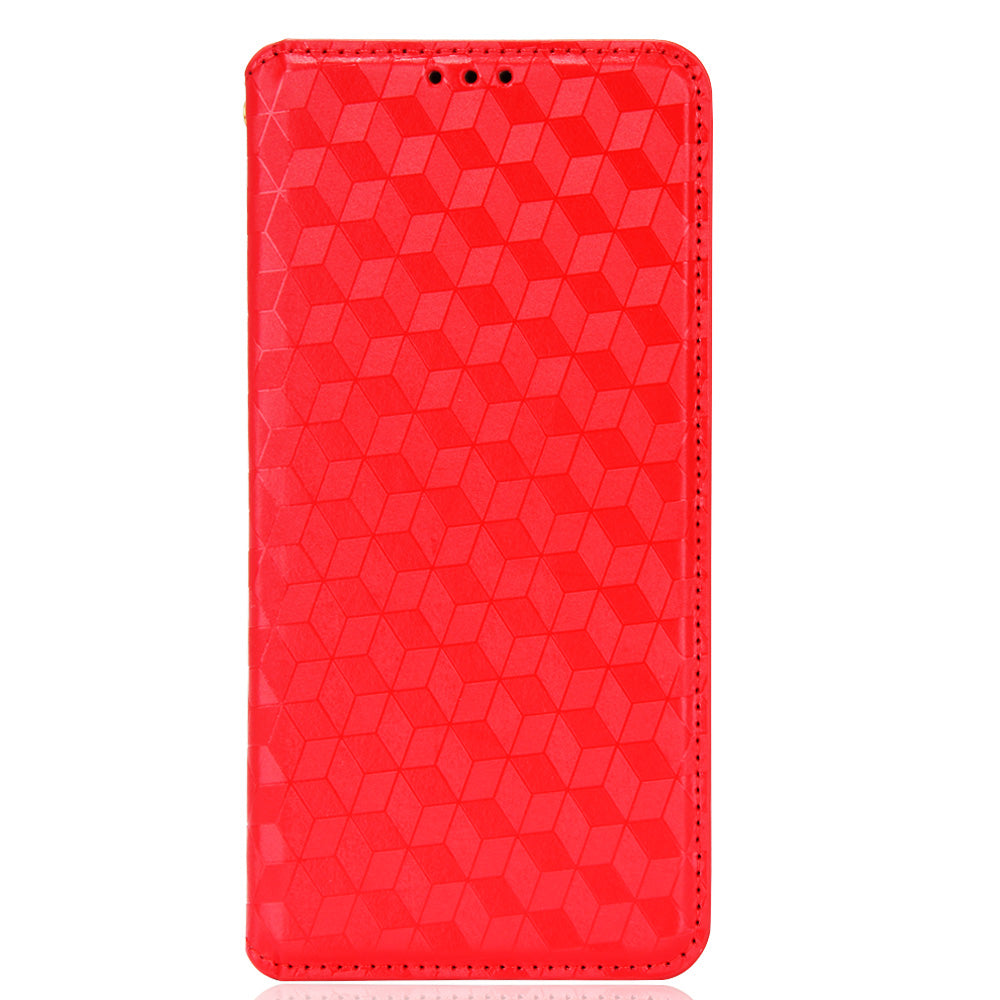 Imprinting 3D Rhombus Pattern Magnetic Auto-absorbed Leather Stand Wallet Phone Case for Motorola Moto G10/G20/G30/G10 Power