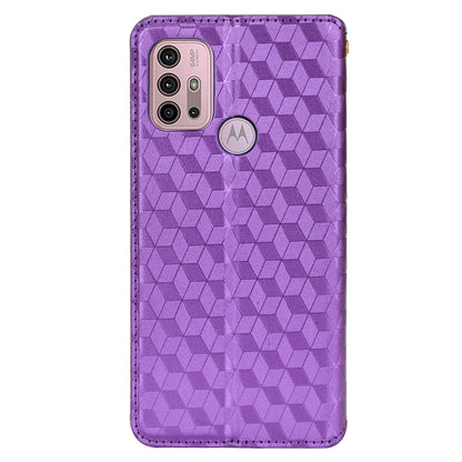 Imprinting 3D Rhombus Pattern Magnetic Auto-absorbed Leather Stand Wallet Phone Case for Motorola Moto G10/G20/G30/G10 Power