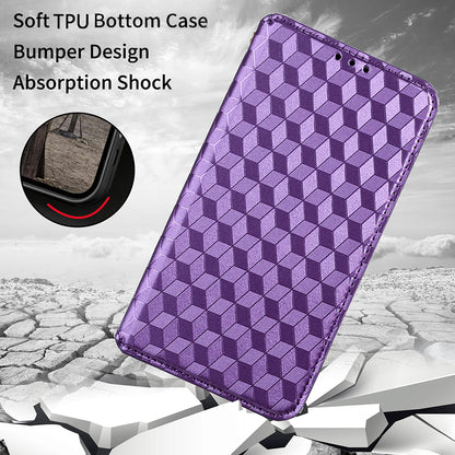 Imprinting 3D Rhombus Pattern Magnetic Auto-absorbed Leather Stand Wallet Phone Case for Motorola Moto G10/G20/G30/G10 Power