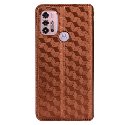 Imprinting 3D Rhombus Pattern Magnetic Auto-absorbed Leather Stand Wallet Phone Case for Motorola Moto G10/G20/G30/G10 Power