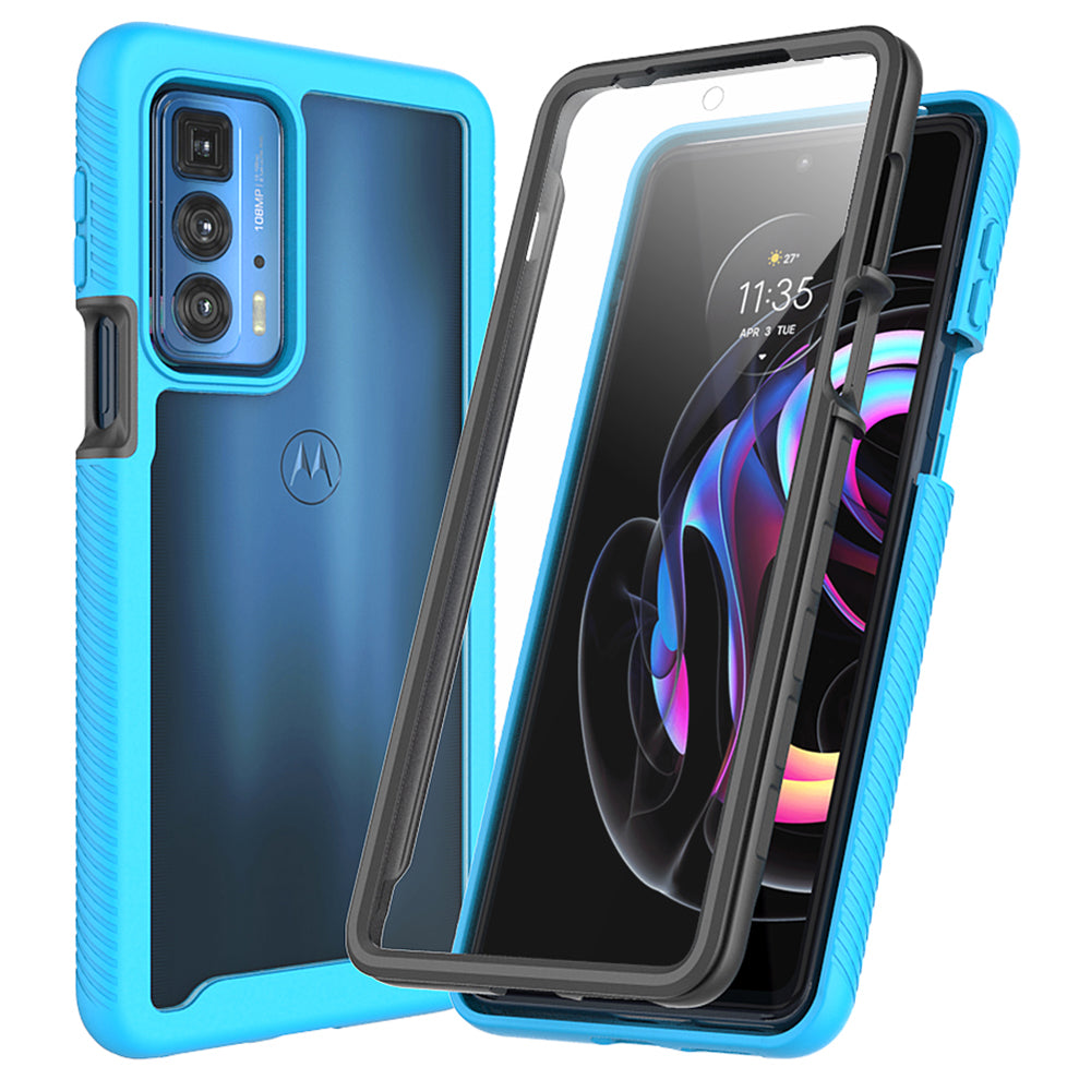 For Motorola Edge 20 Pro Well-protected Stylish PC+TPU Hybrid Phone Case Cover with Anti-scratch PET Screen Protector