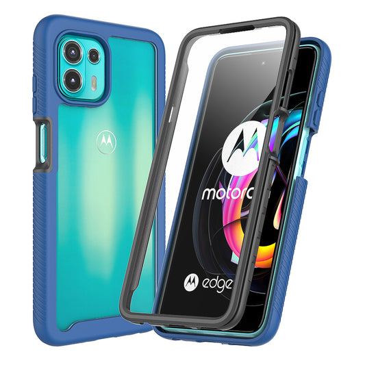 For Motorola Edge 20 Lite Shockproof PC+TPU Hybrid Phone Case Cover with Anti-scratch PET Screen Protector