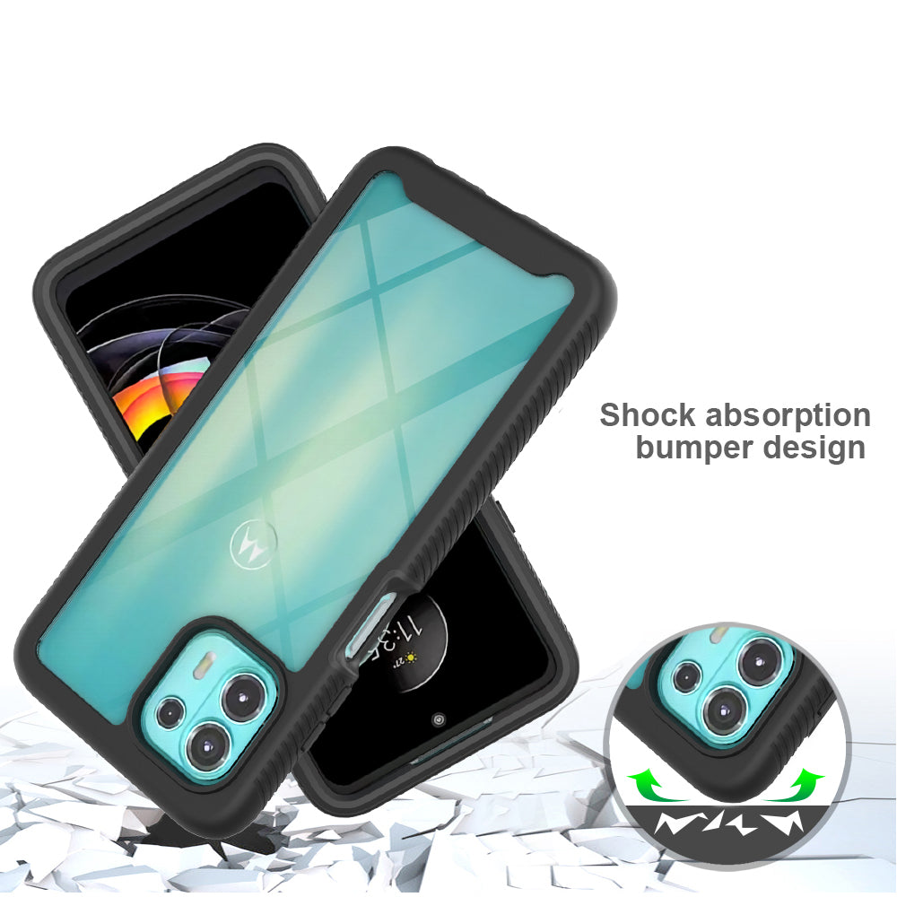 For Motorola Edge 20 Lite Shockproof PC+TPU Hybrid Phone Case Cover with Anti-scratch PET Screen Protector