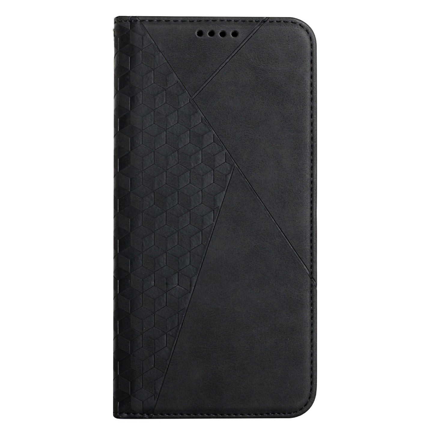 Skin-touch Well-protected Auto-absorbed Magnetic Closure Rhombus Pattern Leather Phone Cover with Stand for Motorola Moto G60S