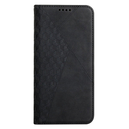 Skin-touch Well-protected Auto-absorbed Magnetic Closure Rhombus Pattern Leather Phone Cover with Stand for Motorola Moto G60S