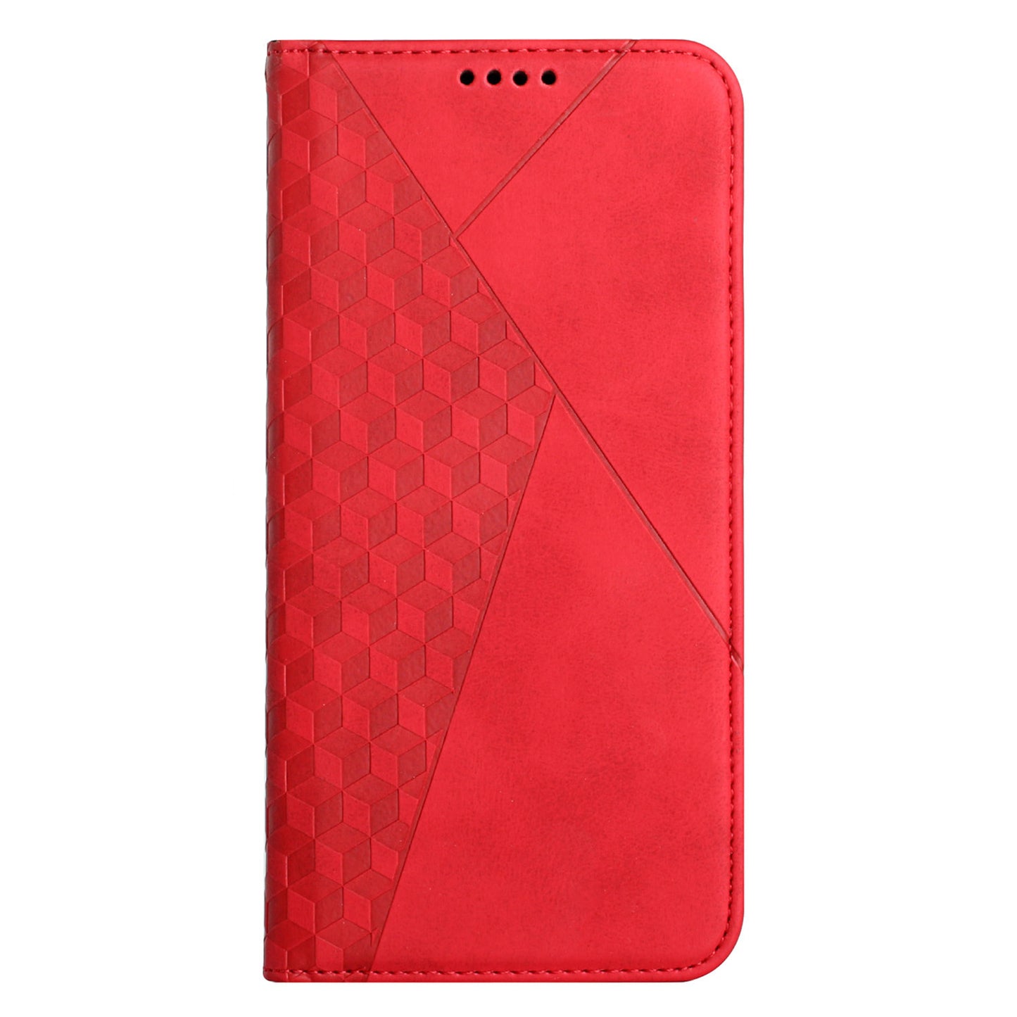 Skin-touch Well-protected Auto-absorbed Magnetic Closure Rhombus Pattern Leather Phone Cover with Stand for Motorola Moto G60S