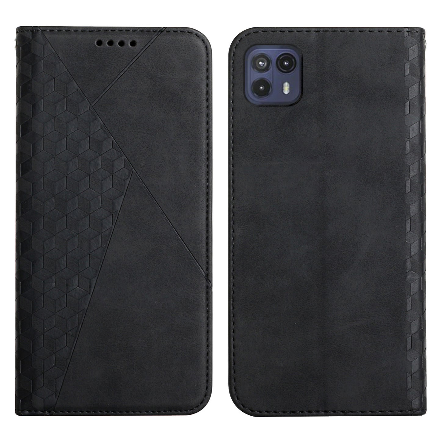 Auto-absorbed Magnetic Closing Rhombus Pattern Skin-touch Soft Inner TPU Case Leather Phone Cover with Stand for Motorola Moto G50 5G