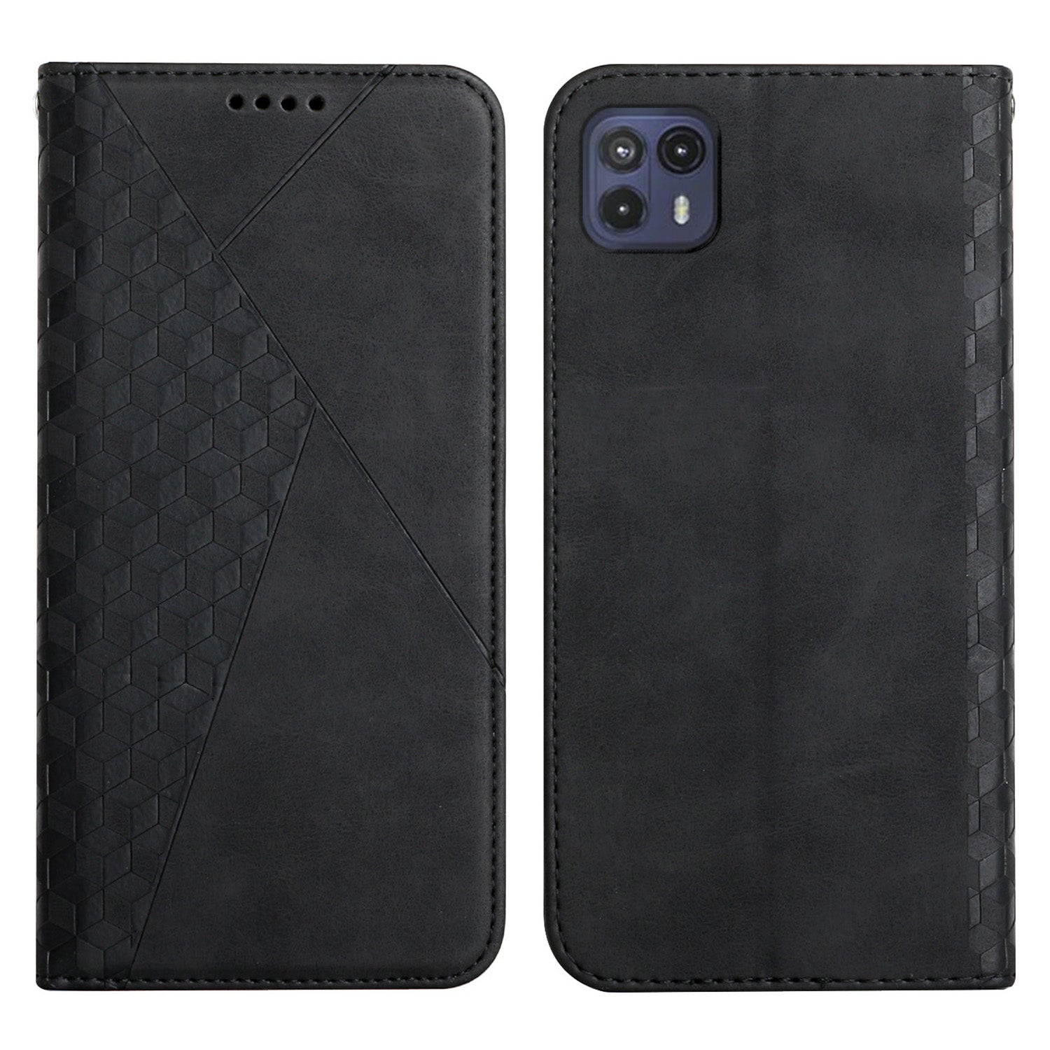 Auto-absorbed Magnetic Closing Rhombus Pattern Skin-touch Soft Inner TPU Case Leather Phone Cover with Stand for Motorola Moto G50 5G