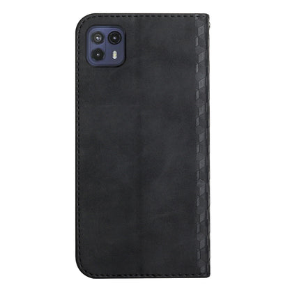 Auto-absorbed Magnetic Closing Rhombus Pattern Skin-touch Soft Inner TPU Case Leather Phone Cover with Stand for Motorola Moto G50 5G