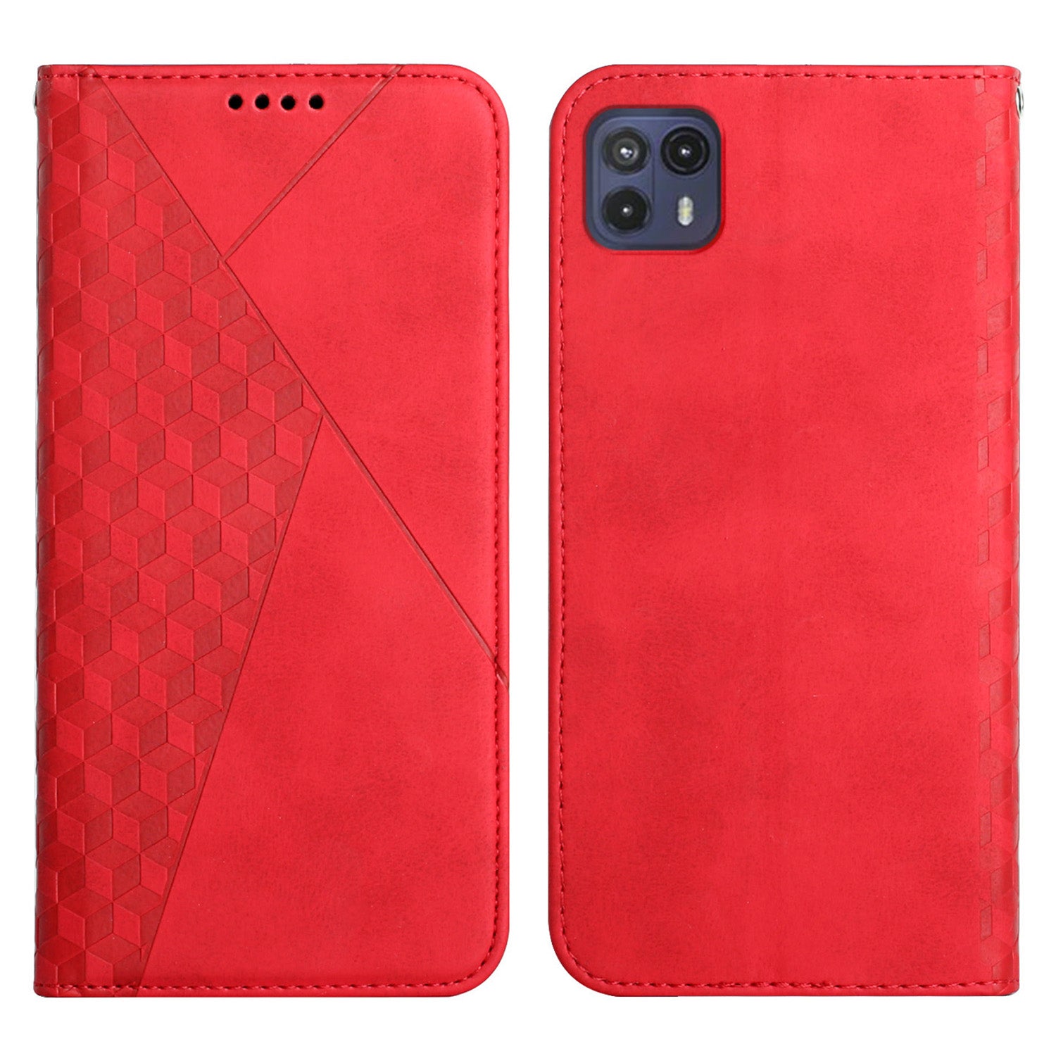 Auto-absorbed Magnetic Closing Rhombus Pattern Skin-touch Soft Inner TPU Case Leather Phone Cover with Stand for Motorola Moto G50 5G