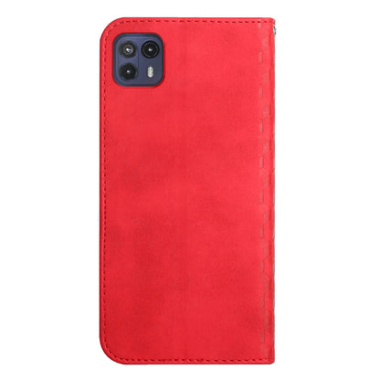 Auto-absorbed Magnetic Closing Rhombus Pattern Skin-touch Soft Inner TPU Case Leather Phone Cover with Stand for Motorola Moto G50 5G