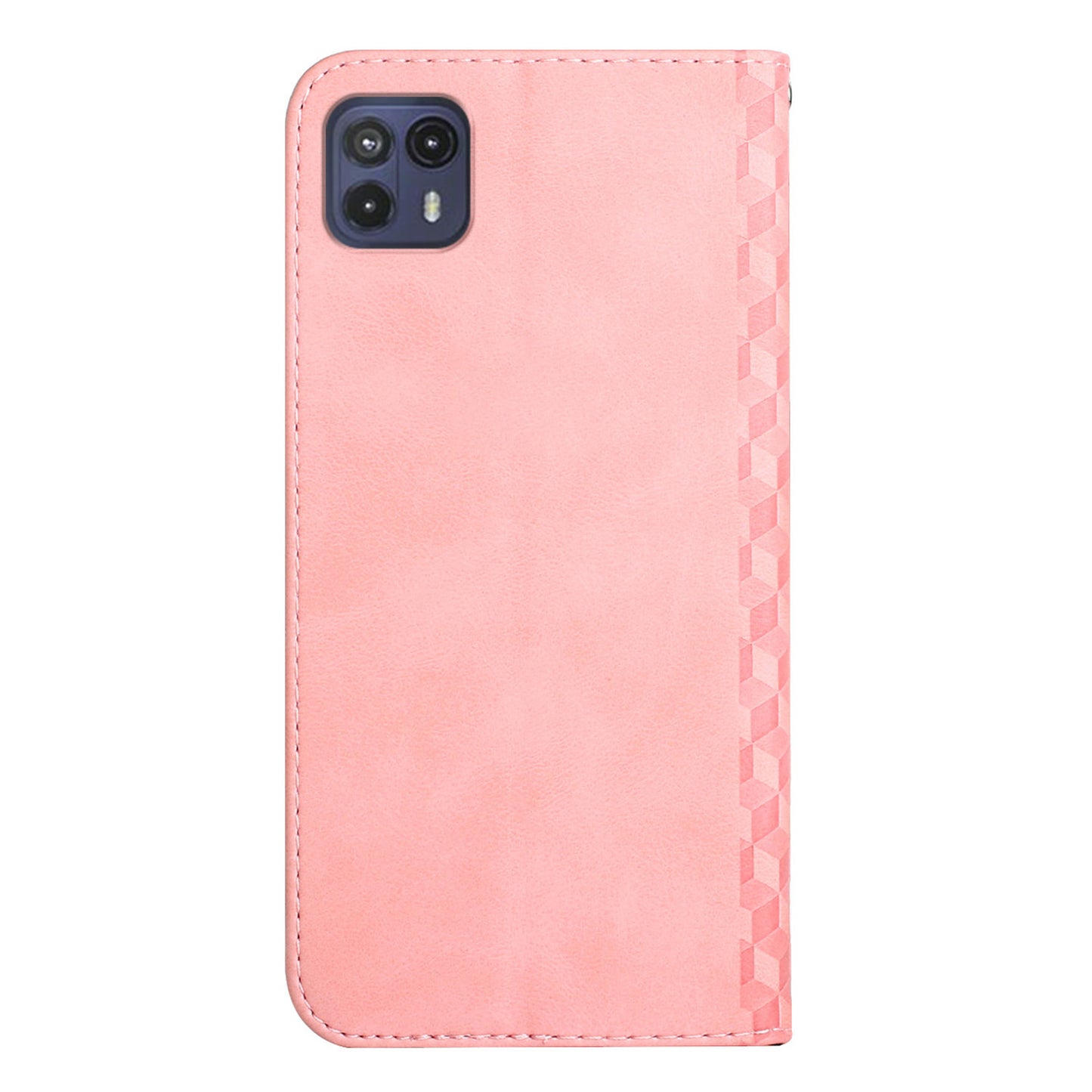 Auto-absorbed Magnetic Closing Rhombus Pattern Skin-touch Soft Inner TPU Case Leather Phone Cover with Stand for Motorola Moto G50 5G