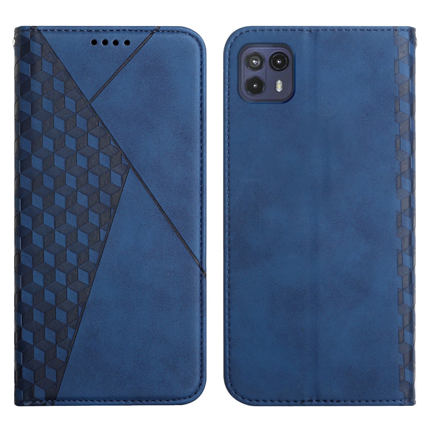 Auto-absorbed Magnetic Closing Rhombus Pattern Skin-touch Soft Inner TPU Case Leather Phone Cover with Stand for Motorola Moto G50 5G