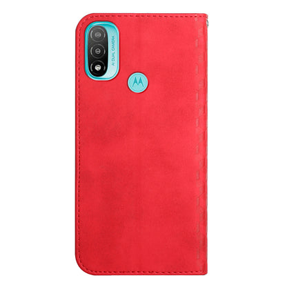 Soft TPU Inner Case + Leather Phone Cover Skin-touch Rhombus Pattern Auto-absorbed Magnetic Closure Stand Shell for Motorola Moto E20/E30/E40