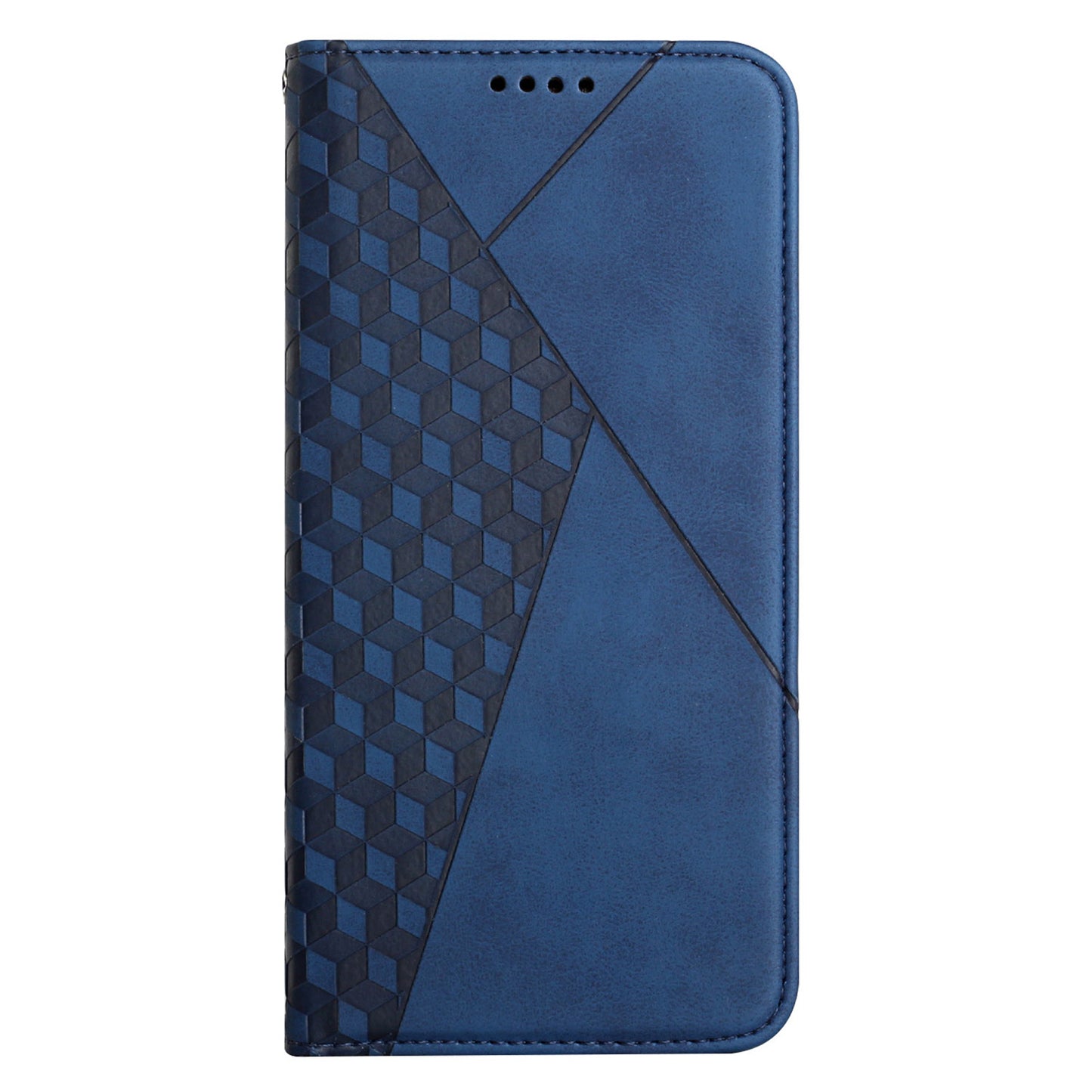 Scratch-proof Rhombus Pattern Skin-touch Case Drop-proof Auto-absorbed Magnetic Closing Leather Phone Cover with Stand for Motorola Moto E20