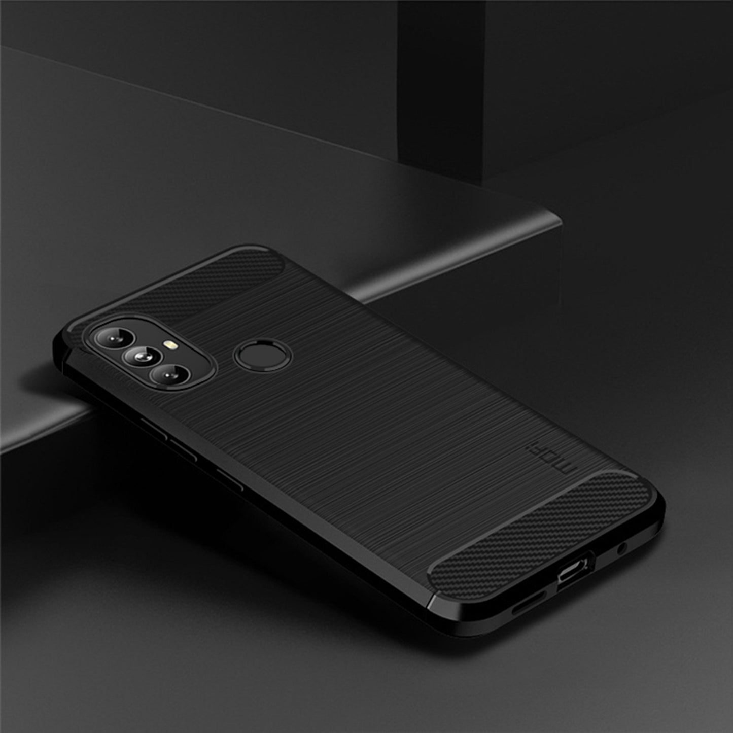 MOFI Shockproof Lightweight Brushed Carbon Fiber Design Soft TPU Covering Case for Motorola Moto G Power (2022)