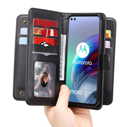 For Motorola Edge S/Moto G100 KT Multi-functional Series-1 Wallet Stand PU Leather + TPU Full Protection Phone Cover Case with 10 Card Slots