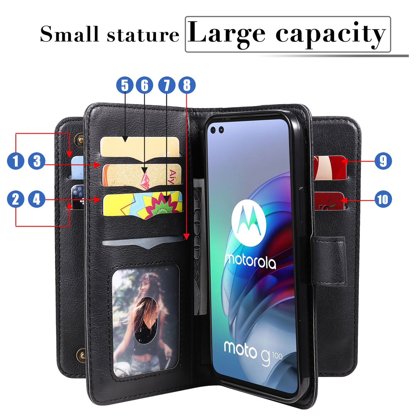 For Motorola Edge S/Moto G100 KT Multi-functional Series-1 Wallet Stand PU Leather + TPU Full Protection Phone Cover Case with 10 Card Slots