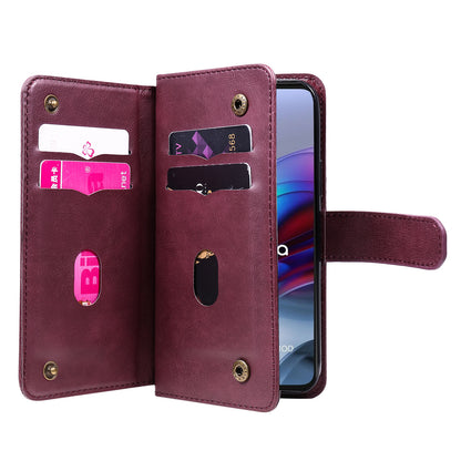 For Motorola Edge S/Moto G100 KT Multi-functional Series-1 Wallet Stand PU Leather + TPU Full Protection Phone Cover Case with 10 Card Slots