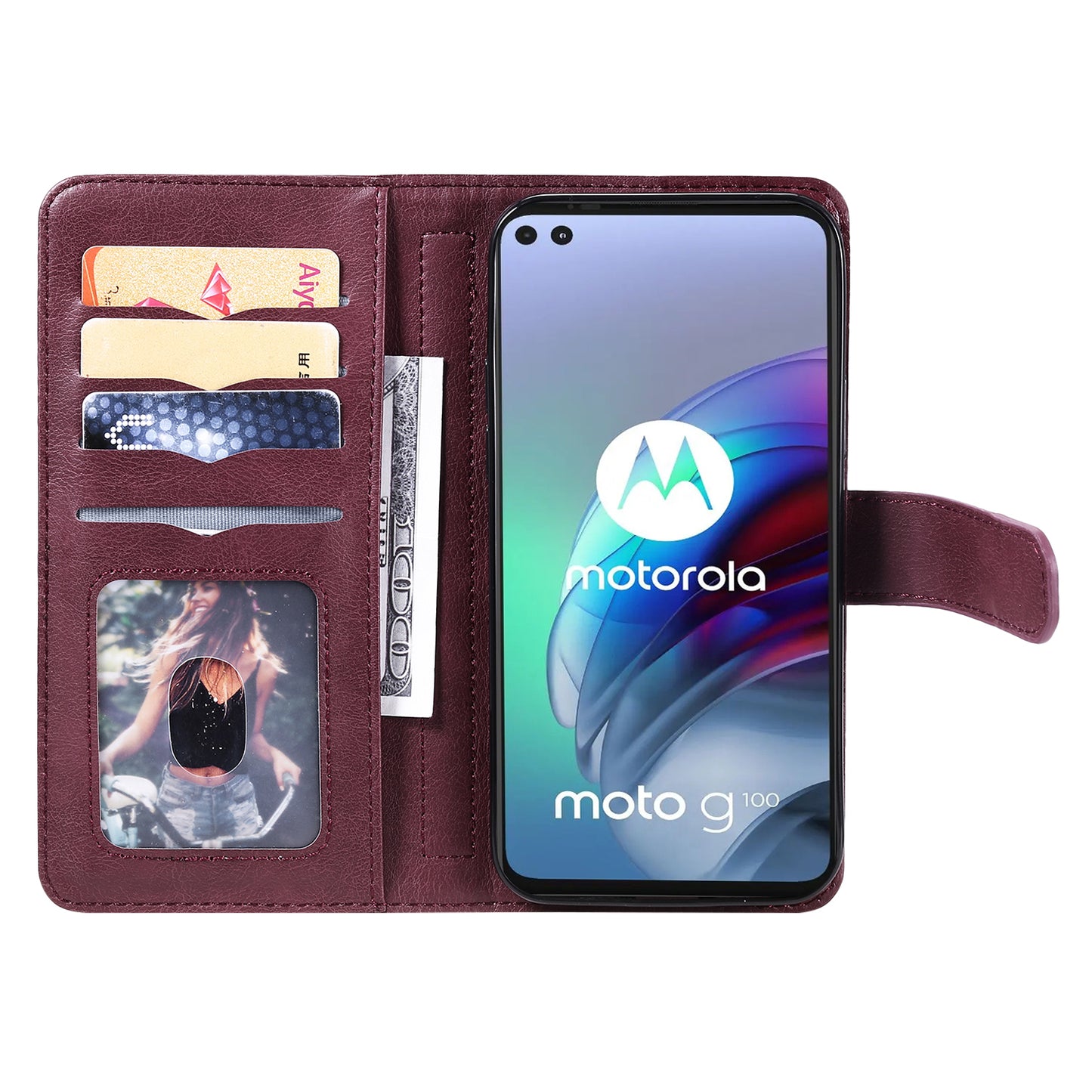 For Motorola Edge S/Moto G100 KT Multi-functional Series-1 Wallet Stand PU Leather + TPU Full Protection Phone Cover Case with 10 Card Slots