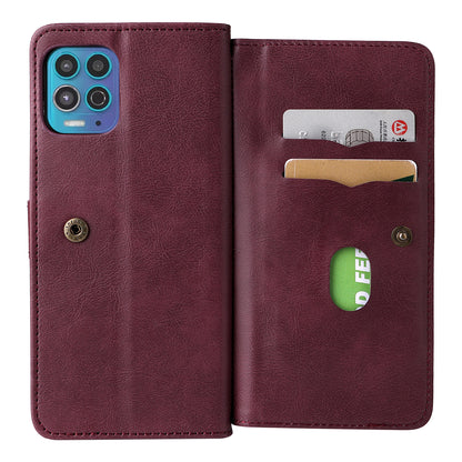 For Motorola Edge S/Moto G100 KT Multi-functional Series-1 Wallet Stand PU Leather + TPU Full Protection Phone Cover Case with 10 Card Slots