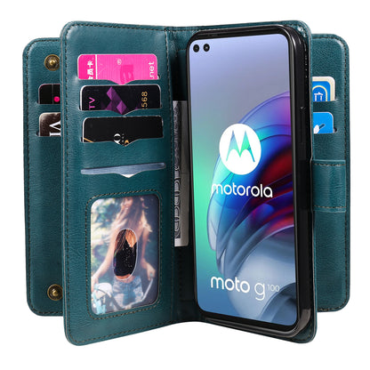 For Motorola Edge S/Moto G100 KT Multi-functional Series-1 Wallet Stand PU Leather + TPU Full Protection Phone Cover Case with 10 Card Slots