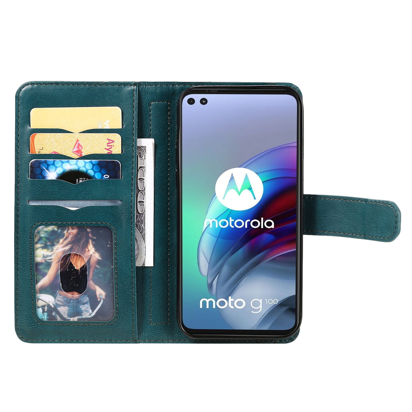 For Motorola Edge S/Moto G100 KT Multi-functional Series-1 Wallet Stand PU Leather + TPU Full Protection Phone Cover Case with 10 Card Slots