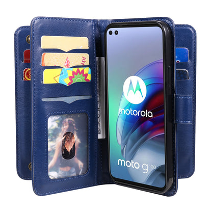 For Motorola Edge S/Moto G100 KT Multi-functional Series-1 Wallet Stand PU Leather + TPU Full Protection Phone Cover Case with 10 Card Slots