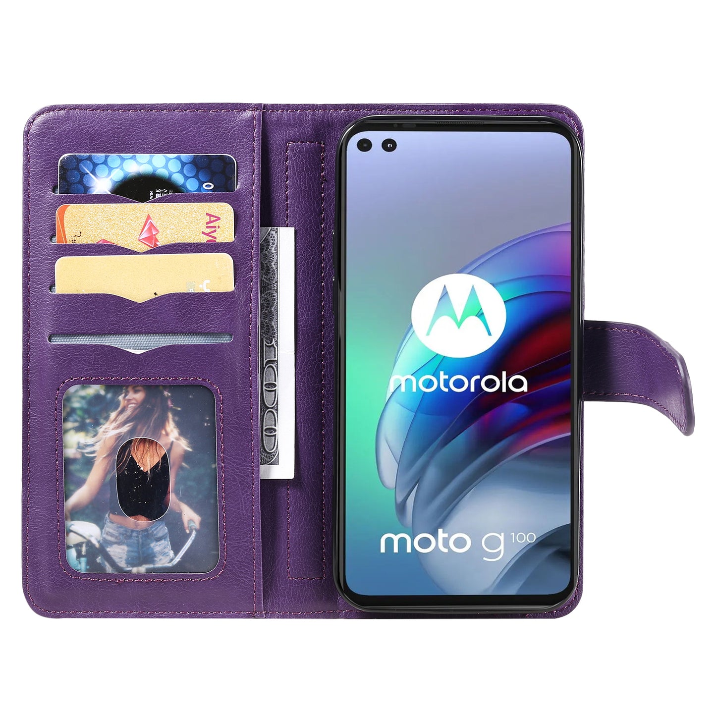 For Motorola Edge S/Moto G100 KT Multi-functional Series-1 Wallet Stand PU Leather + TPU Full Protection Phone Cover Case with 10 Card Slots