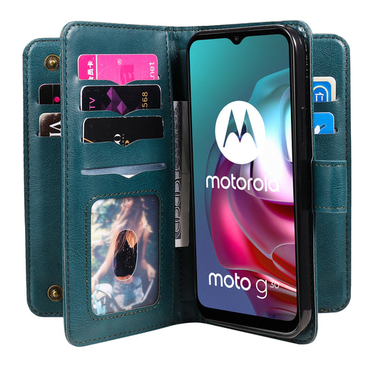 For Motorola Moto G10 / Moto G30 KT Multi-functional Series-1 Wallet Card Holder Slots Protective Shell Magnetic PU Leather Folio Stand Flip Cover