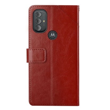 Shockproof Y-shaped Lines Imprinted Magnetic PU Leather Stand Flip Wallet Phone Cover with Strap for Motorola Moto G Power (2022)