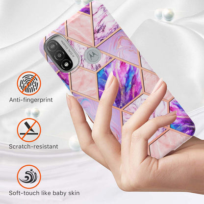 Anti-fingerprint IMD IML TPU Phone Cover Anti-fall Electroplating Marble Pattern 2.0mm Case for Motorola Moto E20/E30/E40