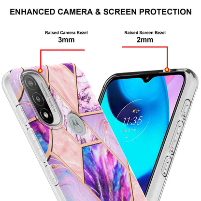 Anti-fingerprint IMD IML TPU Phone Cover Anti-fall Electroplating Marble Pattern 2.0mm Case for Motorola Moto E20/E30/E40