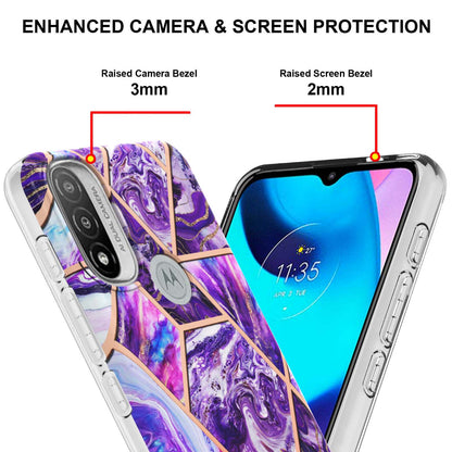 Anti-fingerprint IMD IML TPU Phone Cover Anti-fall Electroplating Marble Pattern 2.0mm Case for Motorola Moto E20/E30/E40