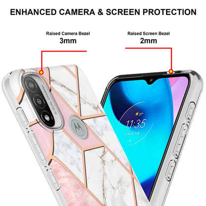 Anti-fingerprint IMD IML TPU Phone Cover Anti-fall Electroplating Marble Pattern 2.0mm Case for Motorola Moto E20/E30/E40