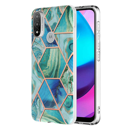 Anti-fingerprint IMD IML TPU Phone Cover Anti-fall Electroplating Marble Pattern 2.0mm Case for Motorola Moto E20/E30/E40